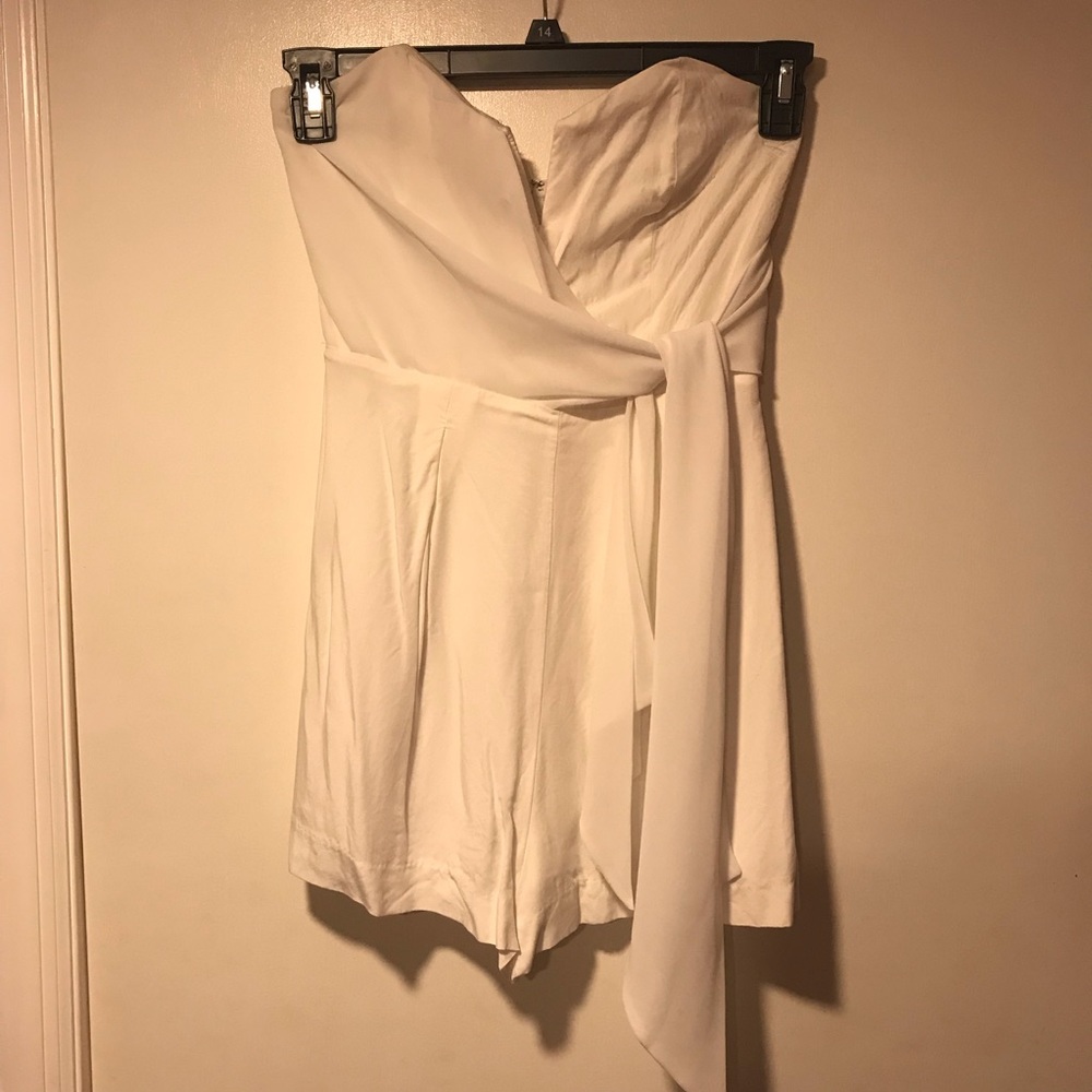 White strapless romper